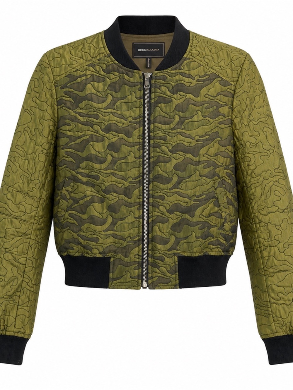 Olive Quilted Bomber Jacket